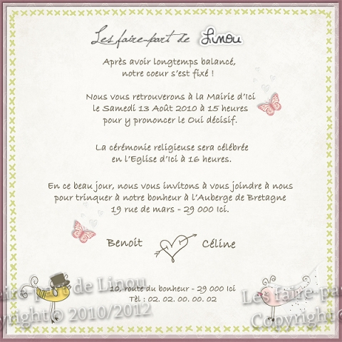 template carte invitation mariage