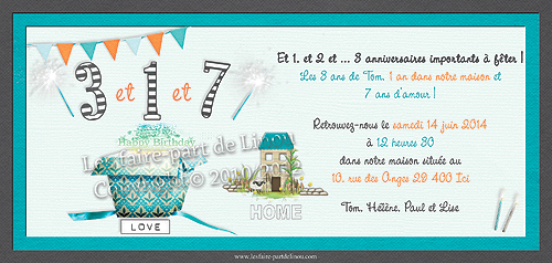 Carte d'invitation d'anniversaire 2 ans