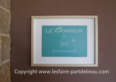 Affiche A4  " Le Bonheur est ici exactement là " - 3 couleurs disponibles – Image 2