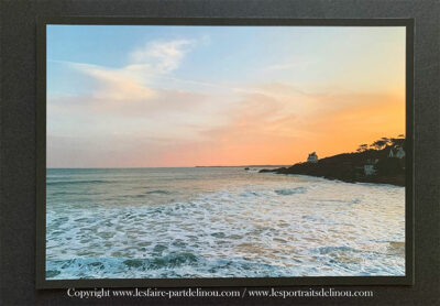 Photographie "Coucher de soleil et grande marée sur la plage de Pors-ar-Villiec à Locquirec - Finistère Nord"