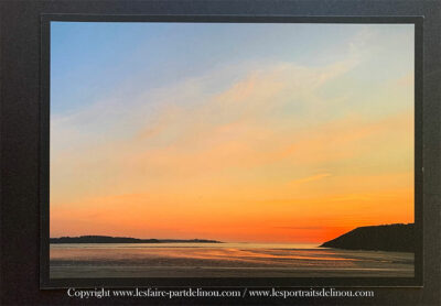 Photographie "Coucher de soleil sur la plage de Saint-Michel-en-Grèves - Côtes d'Armor"